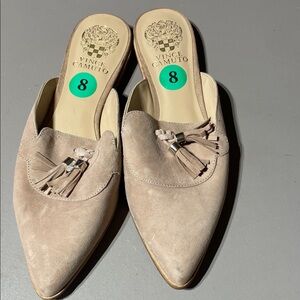 Vince Camuto Women's Beige Tassel Mules